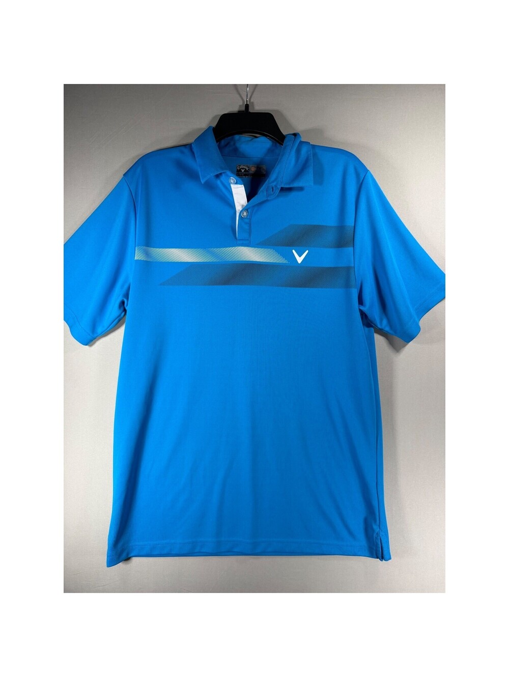Callaway Mens Opti-Dri Blue Graphic Performance Golf Polo Shirt Size Large